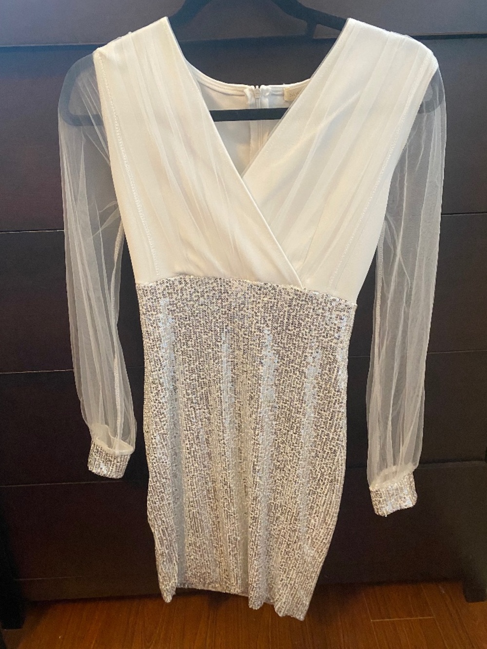 Sparkling White Long Sleeve Dress